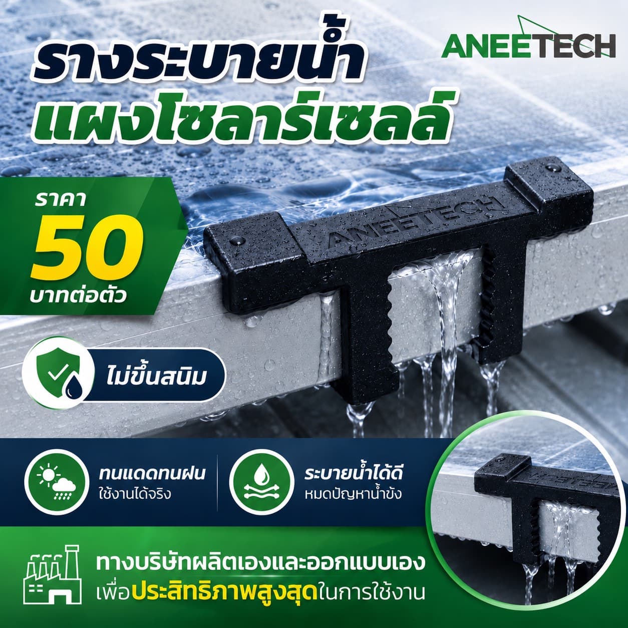 คลิประบายน้ำแผงโซล่าเซลล์ ANEETECH ราคาประหยัด
