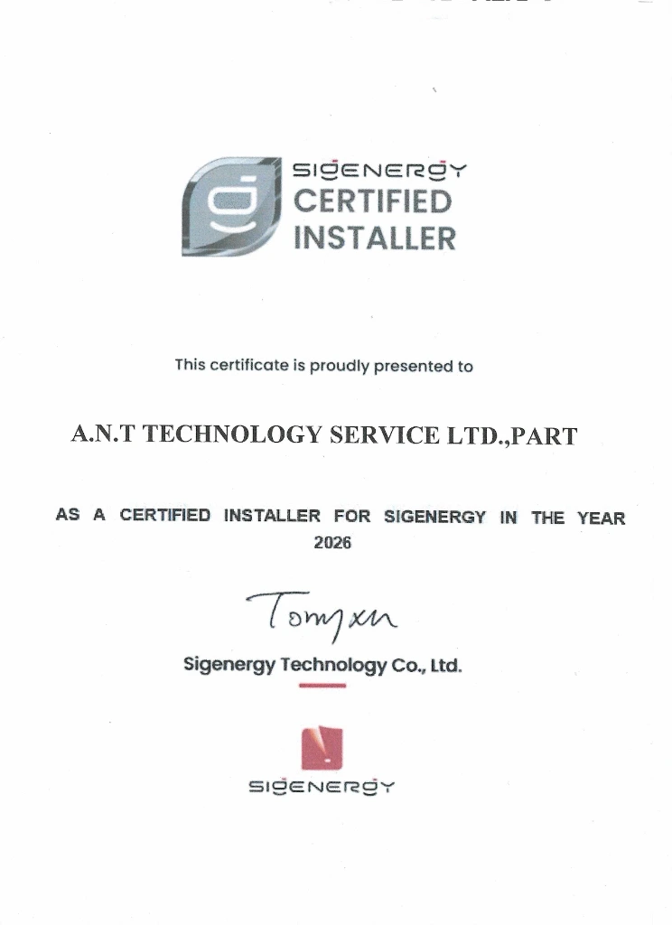 Sigenergy Certified Installer 2026